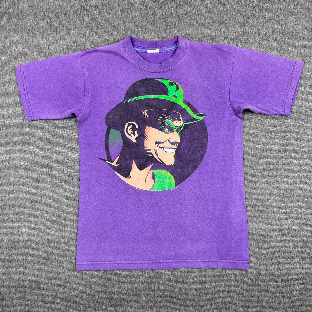 Vintage‎ Batman The Riddler T-Shirt Men’s S Purple Jim Carrey DC Comics 1995